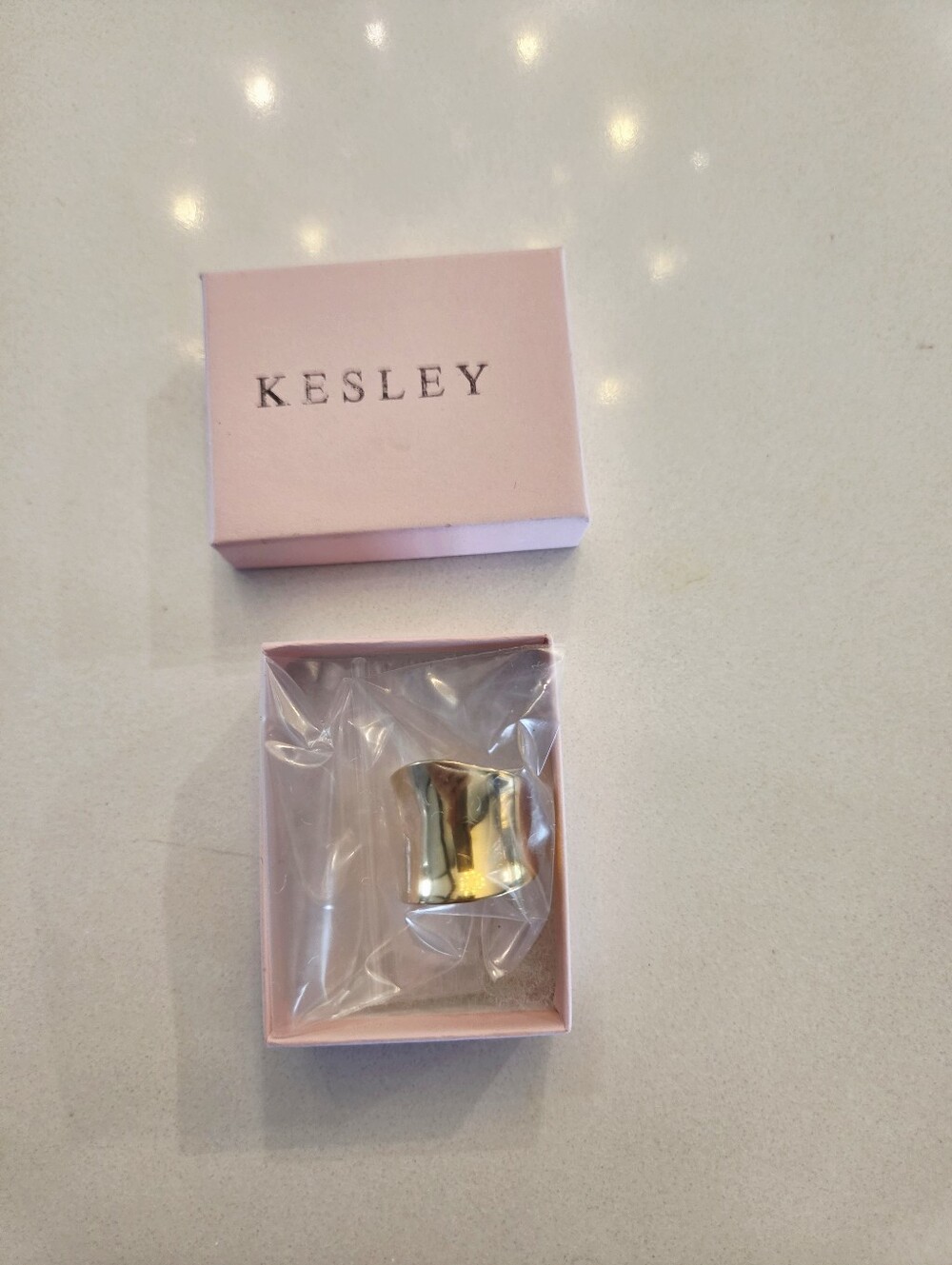 KESLEY Gold Tone Wide Cuff Ring